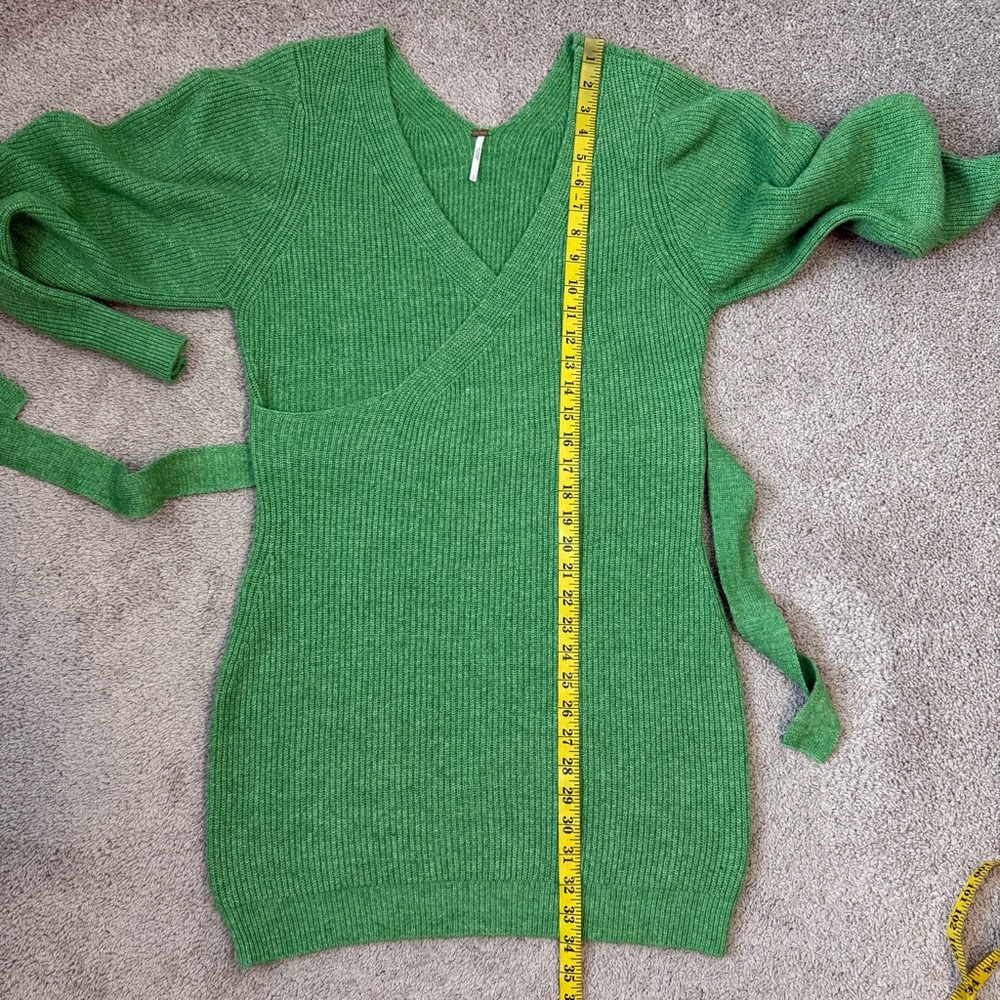 Free People Sienna Wrap Sweater Dress Green S - Picture 7 of 7